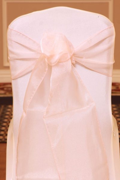 peach organza linen rental