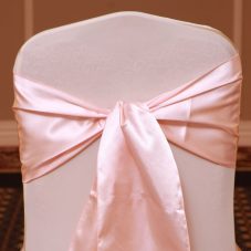 peach satin linen rental