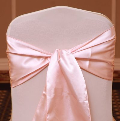 peach satin linen rental