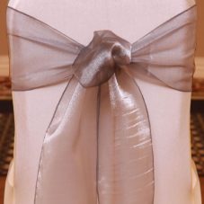 pewter organza linen rental