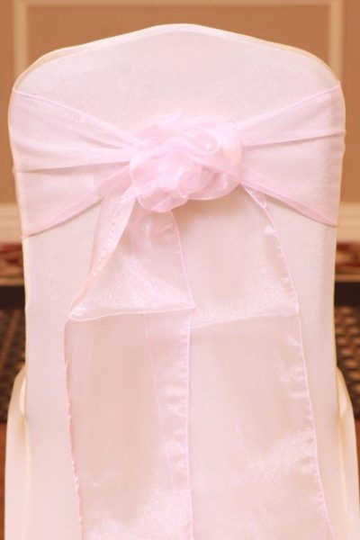 pink organza linen rental