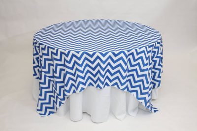 royal blue chevron linen rental