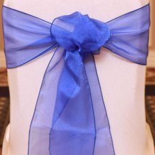 royal blue organza linen rental