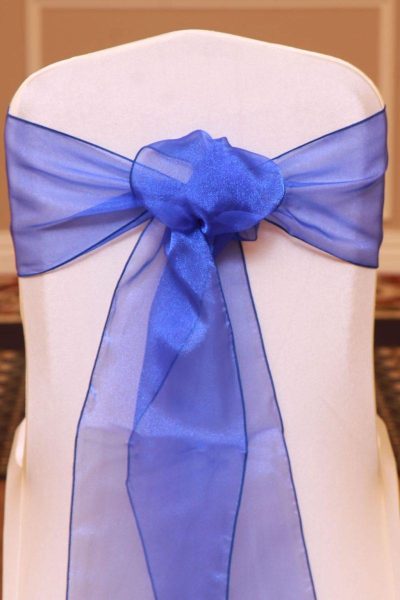 royal blue organza linen rental