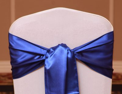 royal blue satin linen rental