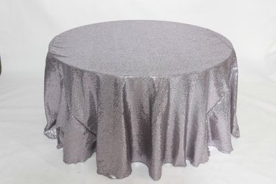 silver glimmer sequin linen rental