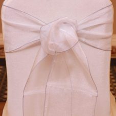 silver organza linen rental