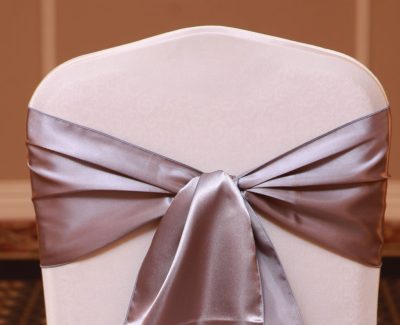 silver satin linen rental