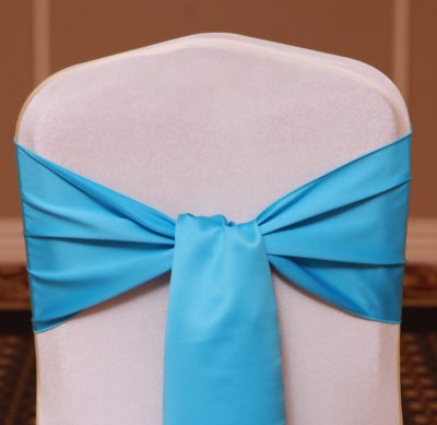 turquoise satin linen rental