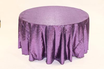 violet glimmer sequin linen rental