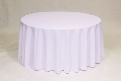 White Poly solid linen rental