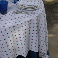 blue red star linen