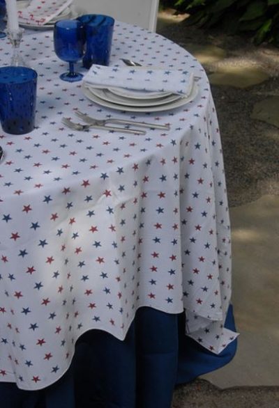 blue red star linen