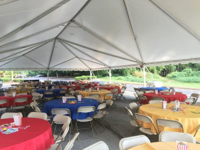 company picnic table setup tent rental