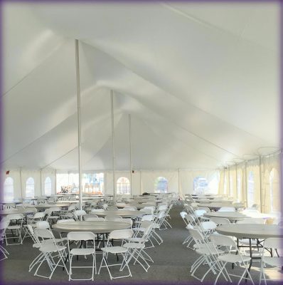 table setup rental tent and furniture