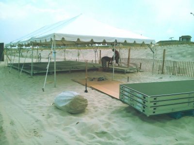 temporary stage at the beach
