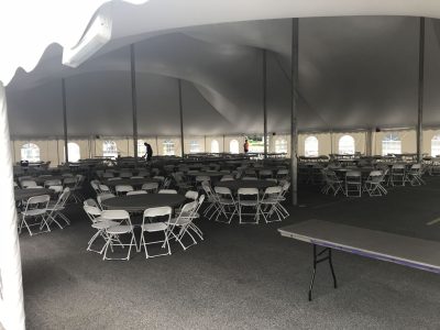 80 wide pole tent inside setup