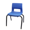 A small blue plastic child's chair.