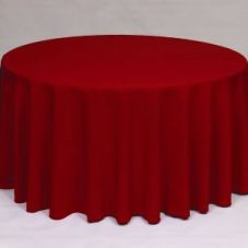 Red Poly solid linen rental