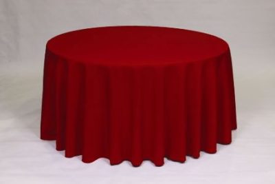 Red Poly solid linen rental