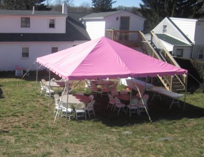 20 x 20 pink frame tent rental