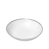 A white fruit bowl with a platinum band.