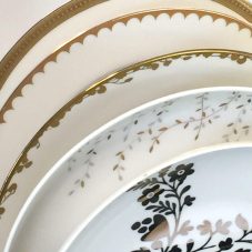 gold accent dessert or salad plates