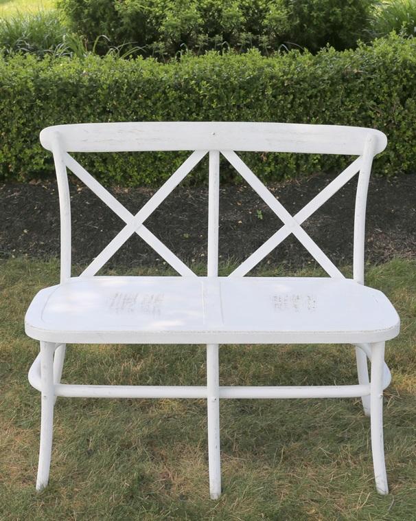Crossback Bench White Wash A to Z Party Rental PA