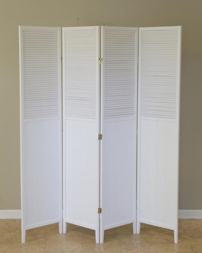 freestanding white folding screen