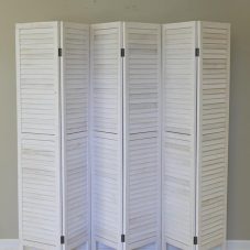 6 panel white wash folding screen