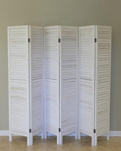 6 panel white wash folding screen