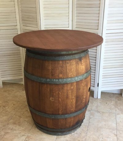 wine barrel table without decor