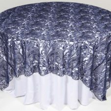 navy paisley lace linen rental 90 x 90 square