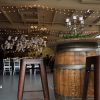 wine barrel with finished wood table top
