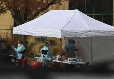 10 x 20 pop-up canopy for testing station