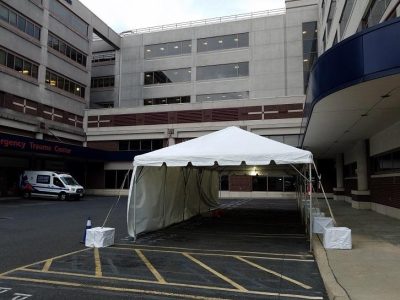 16x40 drive through testing site at abington jefferson health hospital