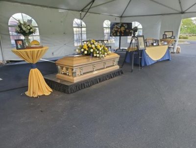 drive through memorial viewing of casket