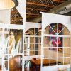 vinyl divider for restaurants and cafeterias hung from the ceiling