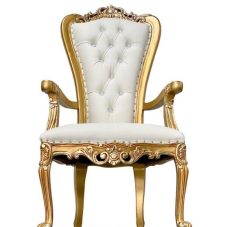 gold throne chair with white cushion