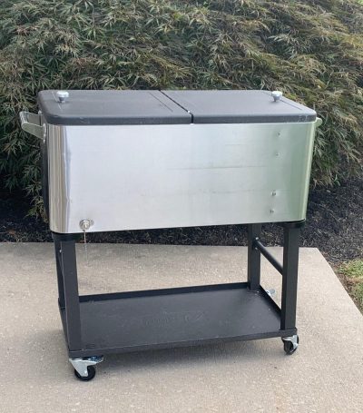stainless steel ice cart cooler on wheels
