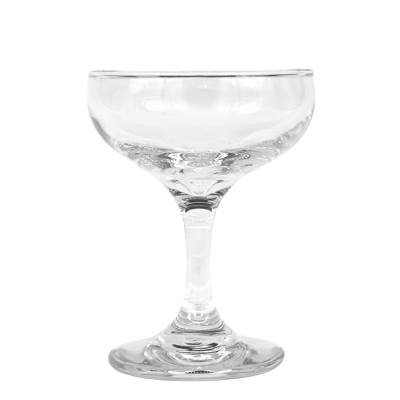 A 5oz champagne coup glass. The cup is wide and short.