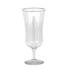 A 5oz parfait glass. The bottom of the glass is round, then flares near the stem.