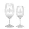 Two Riedel wine glasses; an 18oz and a 10oz.