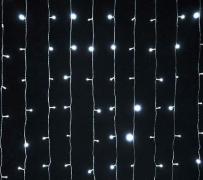 LED curtain lights on a black background.