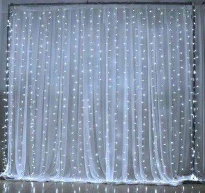 LED lighted curtain with organza