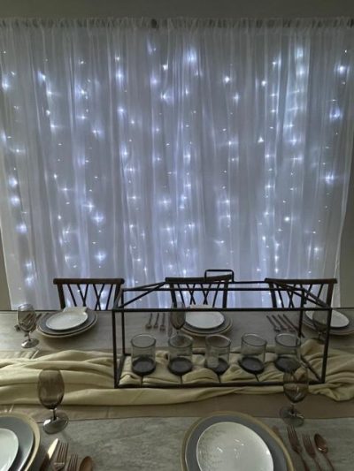 LED curtain with sheer backdrop