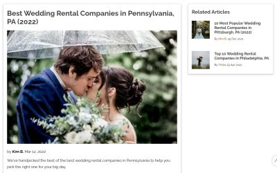 A to Z listed as one of the top 5 Wedding Rental Companies in PA in 2022!