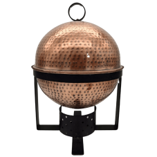 A round 4qt antique copper chafer.