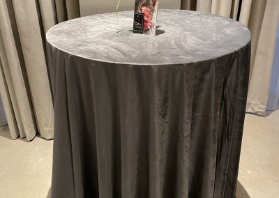 hi-top table with elegant silver linens