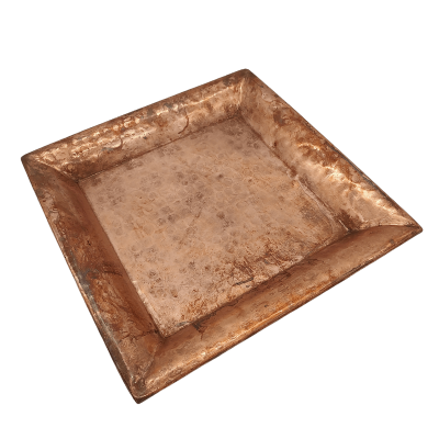 A 13.5" copper tray on a small stand.